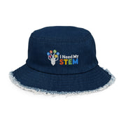 I Need My STEM Distressed Denim Bucket Hat